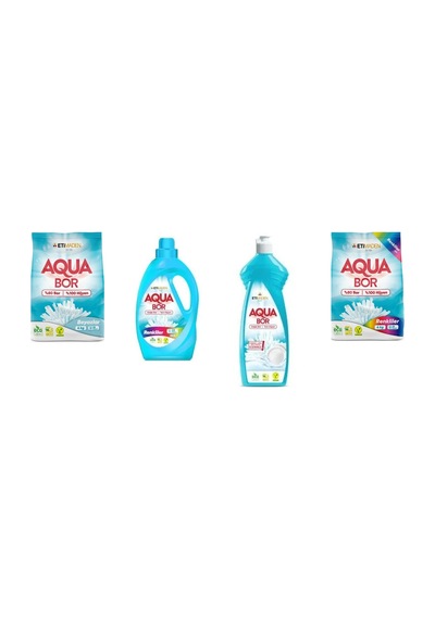 Aquabor Doğal Mineralli 4 Kg Beyaz + Sıvı Renkliler + Elde Bulaşık + 4 Kg Renkliler 4 Lü Set 62466162