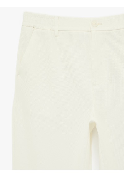 Koton Slim Fit Viskon Karışımlı Cepli Düğmeli Chino Pantolon Ekru 6sam40001hk Ekru