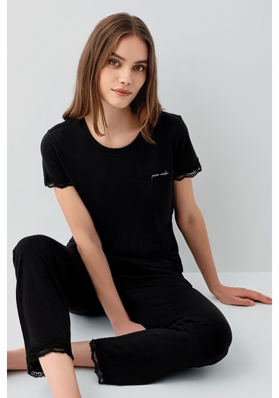 Pierre Cardin Kadın Siyah Pijama Takım Siyah