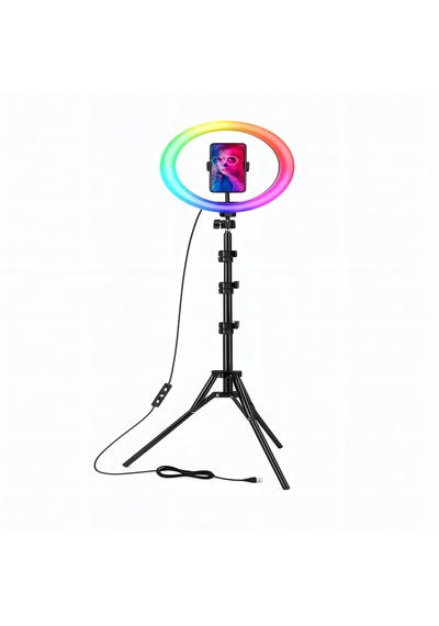 Smayling 10'' Rgb Ring Light Tripod 37 Renk Modu Led Işık Telefon Tutucu Bluetooth Kumandalı Profesyonel Çekim Işığı