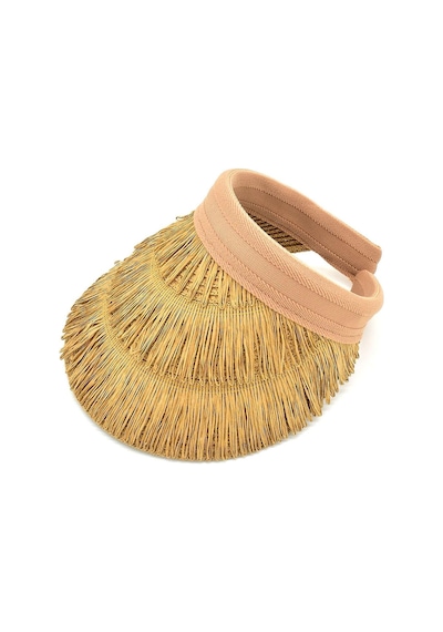Kadın Hasır Saçaklı Boho Vizör Şapka Camel Ss24 - Camel