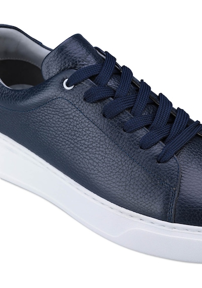 Hatemoğlu Erkek Lacivert Deri Esnek Taban Bağcıklı Casual Ayakkabı Sneaker Lacivert
