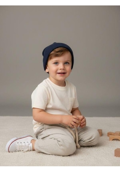 Zekids Erkek Çocuk Desenli Keten Pantolon-16807 Yeşil