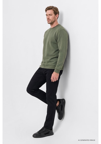 Ac&Co / Altınyıldız Classics  Erkek Hakı 2 İplik Sıcak Tutan Standart Fit Normal Kesim Bisiklet Yaka Sweatshirt Hakı Haki