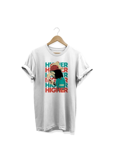 Higher Baskılı Beyaz T-shirt Beyaz