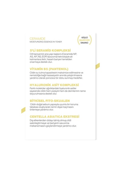 Bariyer Onarıcı Ceramide Essence 3ha + Ceramide Np + Panthenol Yoğun Nemlendirme & Tonik