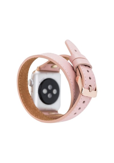 Alpıne Double Tour Blush Pink Hakiki Deri Apple Uyumlu Watch Kordonu - 44/45/46/49mm