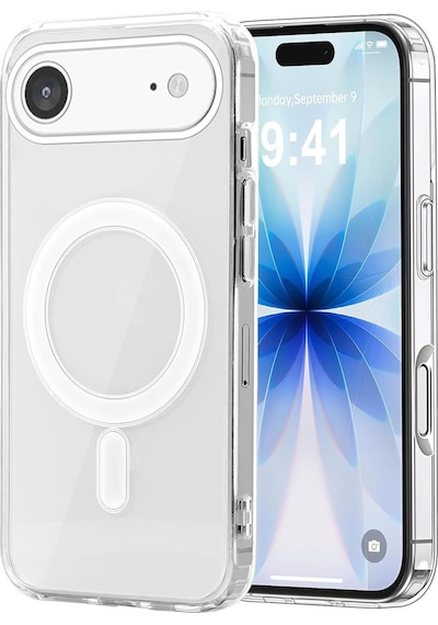 Teknomoda Apple Uyumlu iPhone 17 Air Kılıf Magsafe Wireless Kablosuz Şarj Manyetik Şeffaf Silikon Kapak Şeffaf