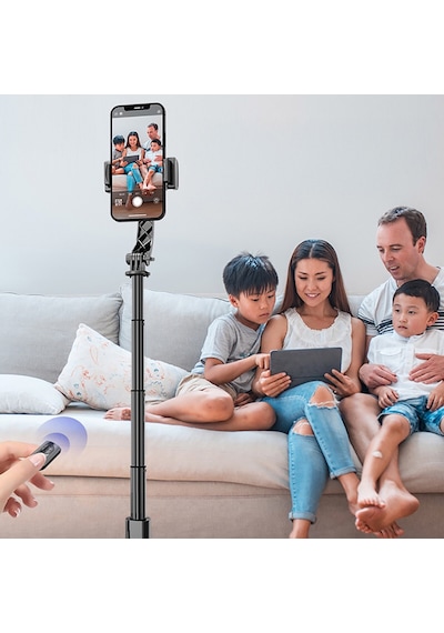 Go-des Gd-f06 Bluetooth Kumandalı Selfie Çubuğu Teleskopik Tripodlu Sarsılma Engelleyicili Siyah