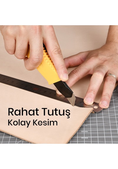 Delı Profesyonel Kırılabilir Maket Bıçağı 18mm Sk5 Kilit Mekanizmalı, Sarı