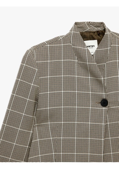 Koton Uzun Kollu Cepli Düğmeli Ekose Desenli Kruvaze Yaka Blazer Ceket Kahverengi Ekose 7wak50161uw Koton Uzun Kollu Cepli Düğmeli Ekose Desenli Kruvaze Yaka Blazer Ceket Kahverengi Ekose 7wak50161uw