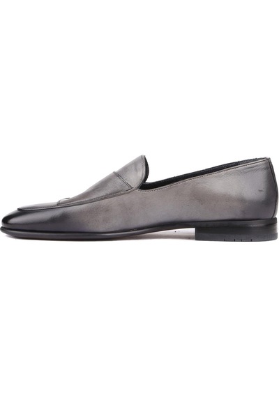 Shoetyle - Gri Deri Tokalı Erkek Klasik Ayakkabı 250-2300-789-gri