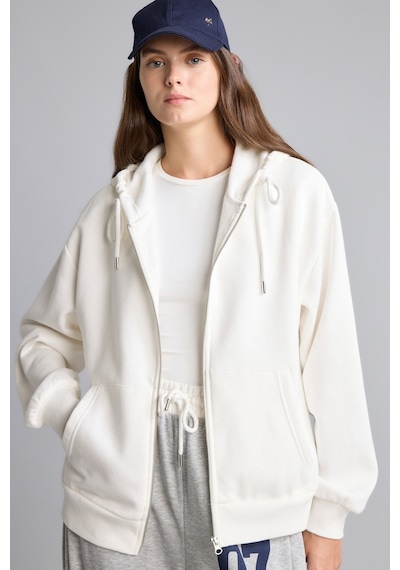 Defacto Relax Fit Kapüşonlu Cepli Basıc Fermuarlı Sweatshirt C1809ax26wner105 Ekru-er105