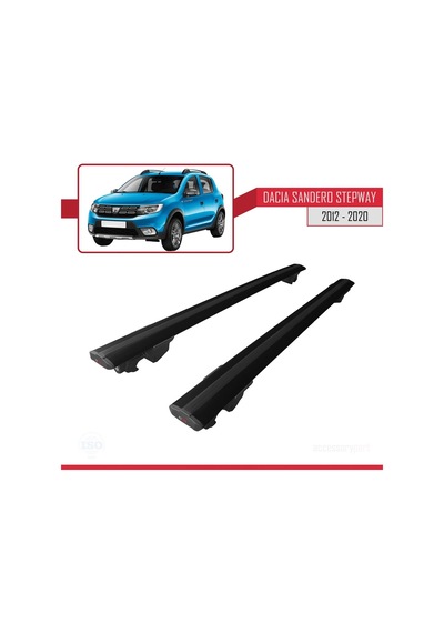 Dacia Sandero Stepway 2012-2020 Arası İle Uyumlu Hook Model Anahtar Kilitli Ara Atkı Tavan Barı Siyah