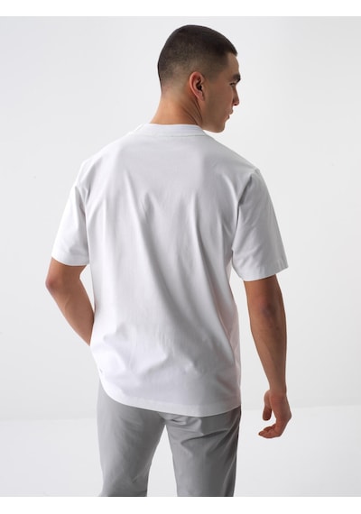 Xint Beyaz Pamuk Dokulu Regular Fit Tişört 502222
