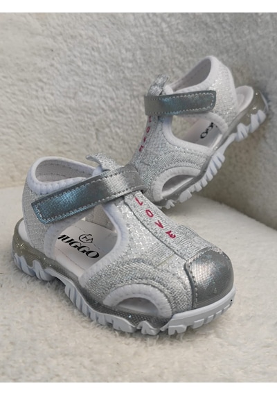 Muggo Slyvester Günlük Önü Kapalı Cırtlı Unisex Çocuk Sandalet Gri