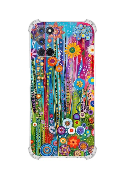 Printify Oppo A92 İle Uyumlu Düşlerin Dansı Serisi Folklorik Bahçe Tasarımlı Uv Baskılı Köşe Korumalı Antişok Kılıf Şeffaf