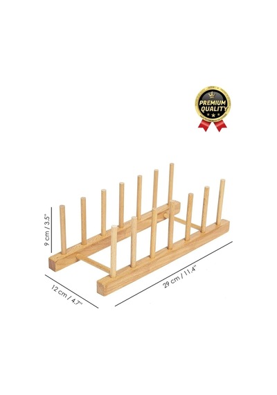 Çok Amaçlı Düzenleyici Bulaşıklık Plak Tabak Kitap Mutfak Organizer 8 Bölmeli Bambu Tabak Standı Diğer