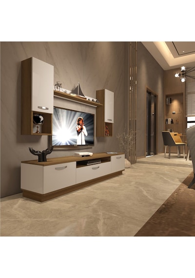 Decoraktiv Trendstyle 5da Mdf Tv Ünitesi Tv Sehpası - Pera Beyaz Meşe - Beyaz