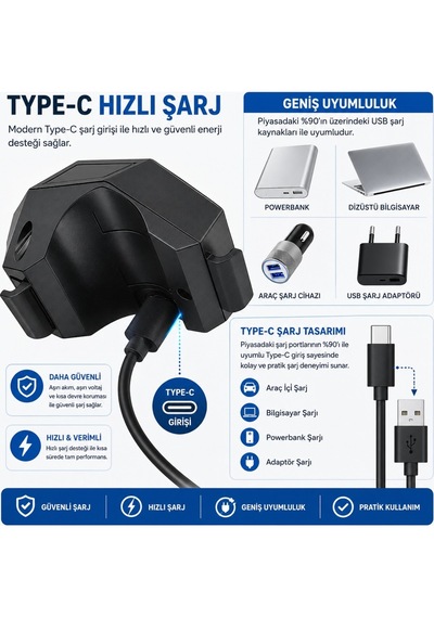 Luve Store 120 Db Usb Type-c Şarjlı Bisiklet Kornası Elektrikli Zil Hareket Sensörlü Alarm Scooter Uyumlu Siyah - Kırmızı