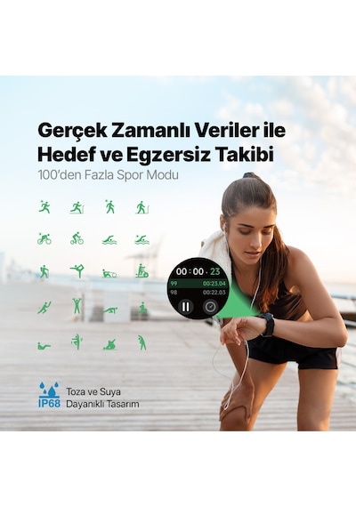 Ttec Tempus 35 MM TFT Ekranlı Yuvarlak Metal Kasa Akıllı Saat