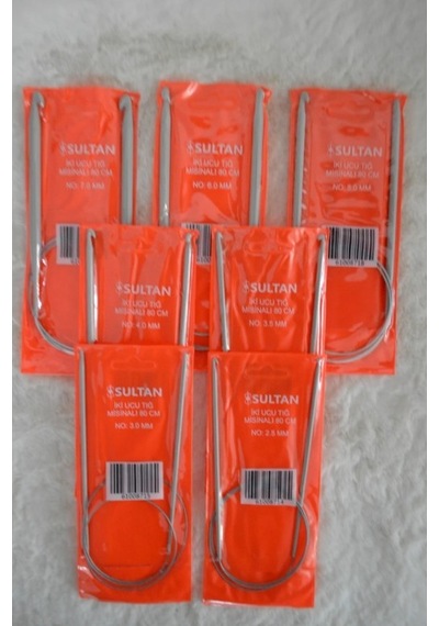 İki Ucu Tığ Misinalı 80 Cm 7 Li Set 2,5 No 3 No 3,5 No 4 No 5 No 6 No 7 No 1 Er Adet