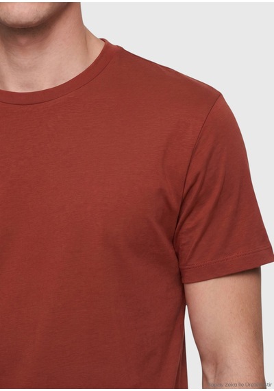 Ramsey Kiremit Düz Pamuk Karışımlı T-shirt