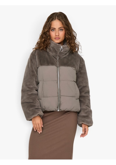 Only Onlwanja Fur Puffer Mıx Jacket Noos Otw Kadın Gri Mont - 15292945
