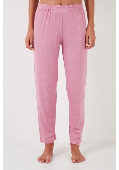 Lela Regular Fit Bisiklet Yaka Kısa Kollu Bayan Pijama Takımı 65750107 Pudra