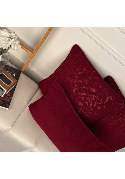 "scarlet Ruby" Dokulu Kırlent Kılıfı Seti - Bordo