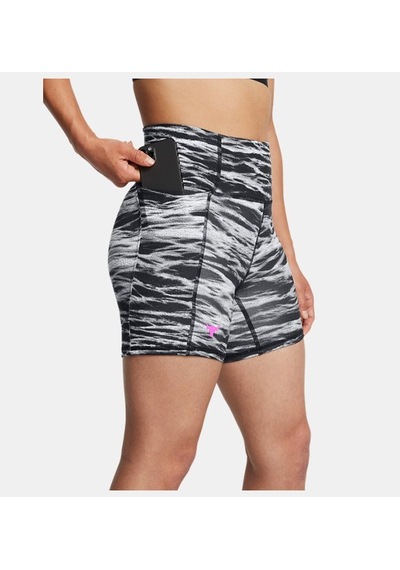 Under Armour - Kadın Ua Project Rock Lets Go Btb Middy Baskılı Kısa Tayt 1388091-001 Black Vivid Magenta