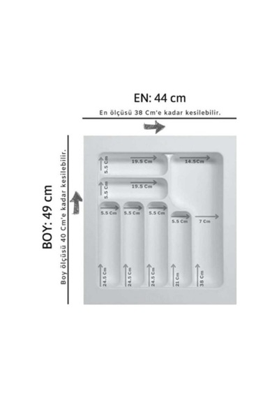 Starax 50 Cm Beyaz Plastik Kaşıklık 7 Gözlü 44x49 Cm S-2285-wp Çok Renkli