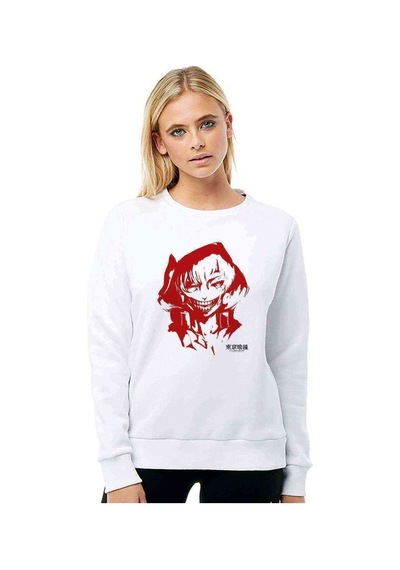 Anime Tokyo Ghoul Anteiku Baskılı Beyaz Kadın Sweatshirt (528306520)