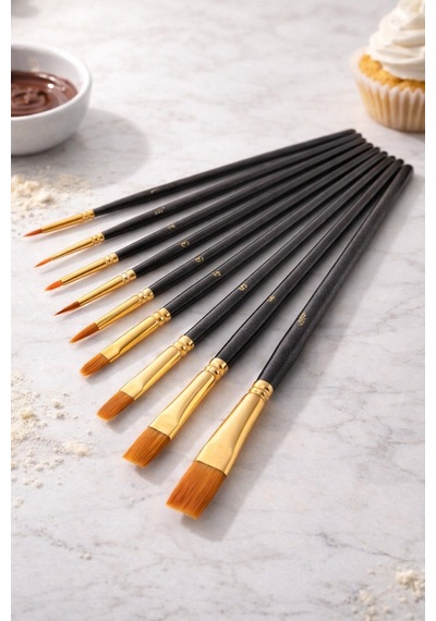Pasta Fırça Seti 10'lu Pfs-10 Pasta Ve Tatlı Süsleme Fırçaları Dekor Ve Şekillendirme Seti-22