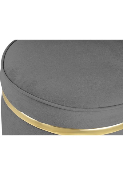Zerafet Gold Kaplama Luxery Puf- Gri Babyface Kumaş Pofuduk Oturma Pufu&makyaj Pufu&bench