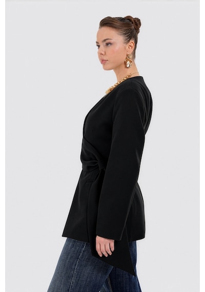 Thalure Kadın Siyah Beli Büzgülü Blazer