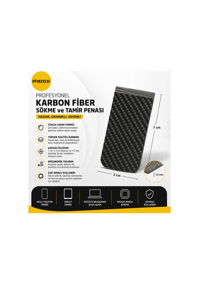 Karbon Fiber Telefon Ve Tablet Ekran Sökme Penası Tamir Kazıyıcı 7 X 3 Cm 1.5 Mm