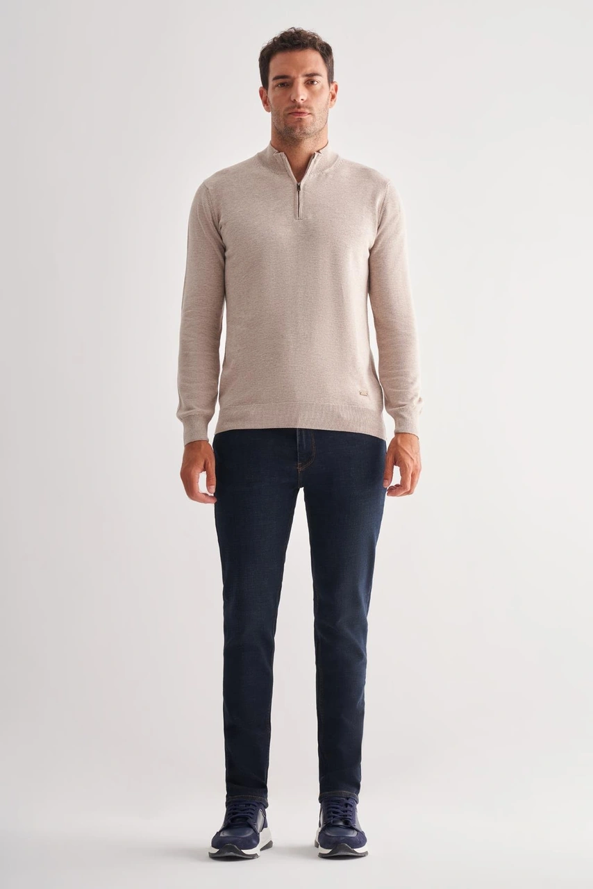 İmza Açık Bej Fermuarlı Dik Yaka Uzun Kol Cepsiz Comfort Fit Classic Pamuklu Triko Kazak 1012255201 Bej İmza Açık Bej Fermuarlı Dik Yaka Uzun Kol Cepsiz Comfort Fit Classic Pamuklu Triko Kazak 1012255201 Bej