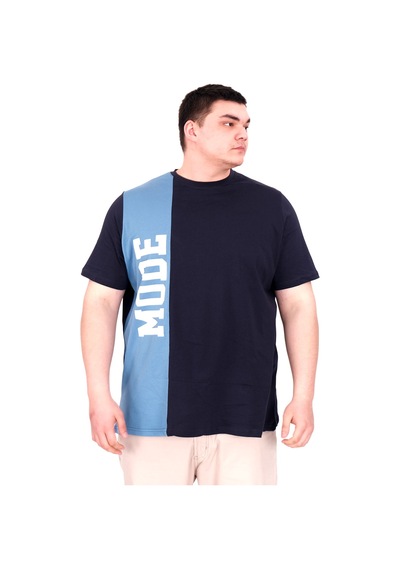 Mode Xl Büyük Beden Erkek T-shirt Parçalı U25501 Lacivert Lacivert