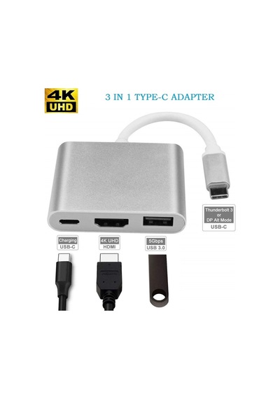 Uyumlu Usb Type-C Bilgisayar, Laptop, Notebook Için 3In1 Çevirici