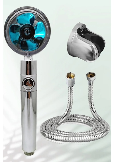 Turbo Pervaneli Duş Başlığı Seti Mafsal Hortum Duş Başlığı Seti Hediyeli. Duş Seti Beyaz Krom Diğer