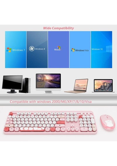 Kablosuz Klavye, Sevimli Renkli 104 Tuşlu Daktilo Retro Yuvarlak Klavye Pc Dizüstü Bilgisayar, Masaüstü, Windows, Ev Ve Ofis Klavyeleri İçin Kahve Diğer Kablosuz Klavye, Sevimli Renkli 104 Tuşlu Daktilo Retro Yuvarlak Klavye Pc Dizüstü Bilgisayar, Masaüstü, Windows, Ev Ve Ofis Klavyeleri İçin Kahve Diğer