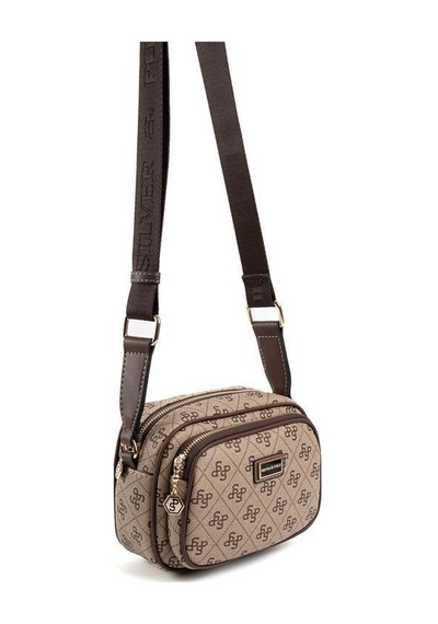 Silver Polo Sp1111 Kadın Çapraz Çanta Monogram Koyubej-kahve