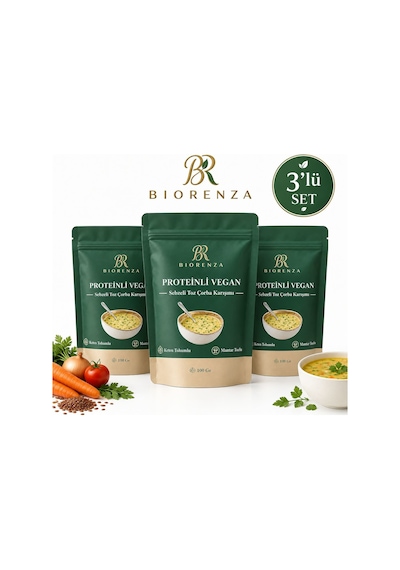 Biorenza Proteinli Vegan Toz Çorba Bezelye Proteinli Pirinç Proteinli Sebzeli 3 x 100 G