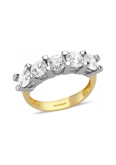 14 Ayar Altın 5 Taş Yüzük Swarovski Taşlı 285791078