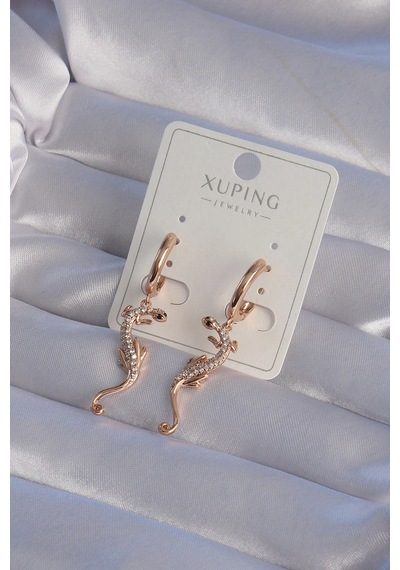 Xuping Rose Renk Zirkon Taşlı Kertenkele Model Halka Küpe 5886 Çok Renkli