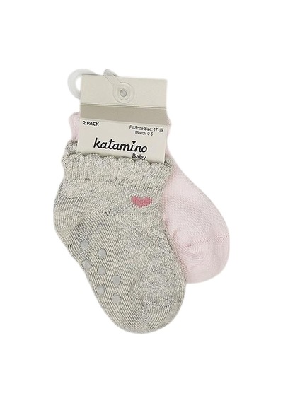 Katamino Ronse Kız 'li Abs Bebek Çorap 20408 Gri-pembe