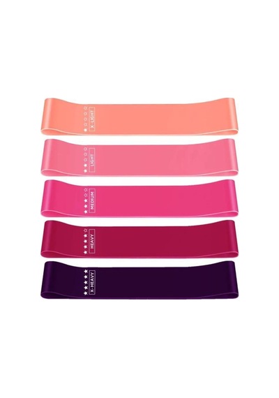 Tr Aerobik Band Pilates Plates Yoga Fitness Squat Çalışma Lastiği Latex Egzersiz Pembe Tek Ebat, Set5liren Diğer