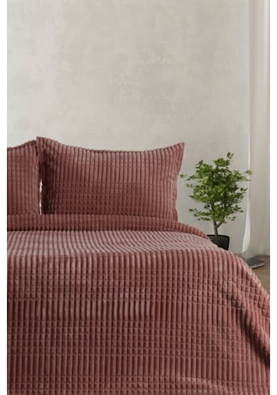 Merinos Modern Line 3 Parça Yatak Örtüsü Battaniye Seti Kemik
