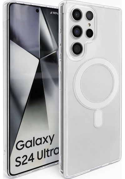 Samsung Galaxy S24 Ultra Uyumlu Kamera Korumalı Magsafe Wireless Şarj Özellikli Lüks Şeffaf Silikon Telefon Kılıfı